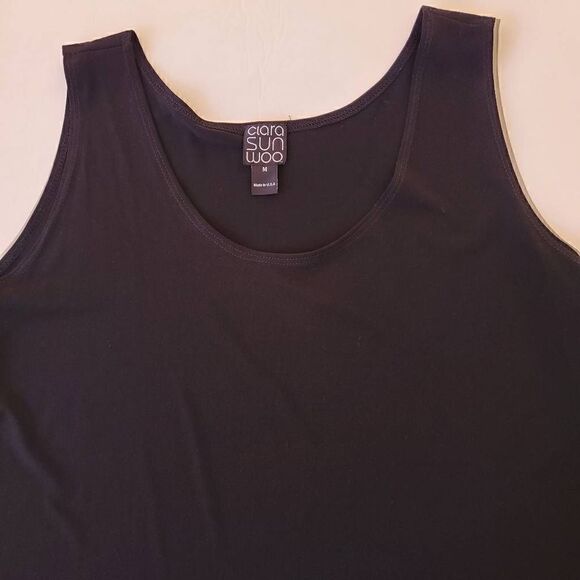 Clara Sunwoo Womens Black Scoop Neck Tank Size Medium - Picture 2 of 7